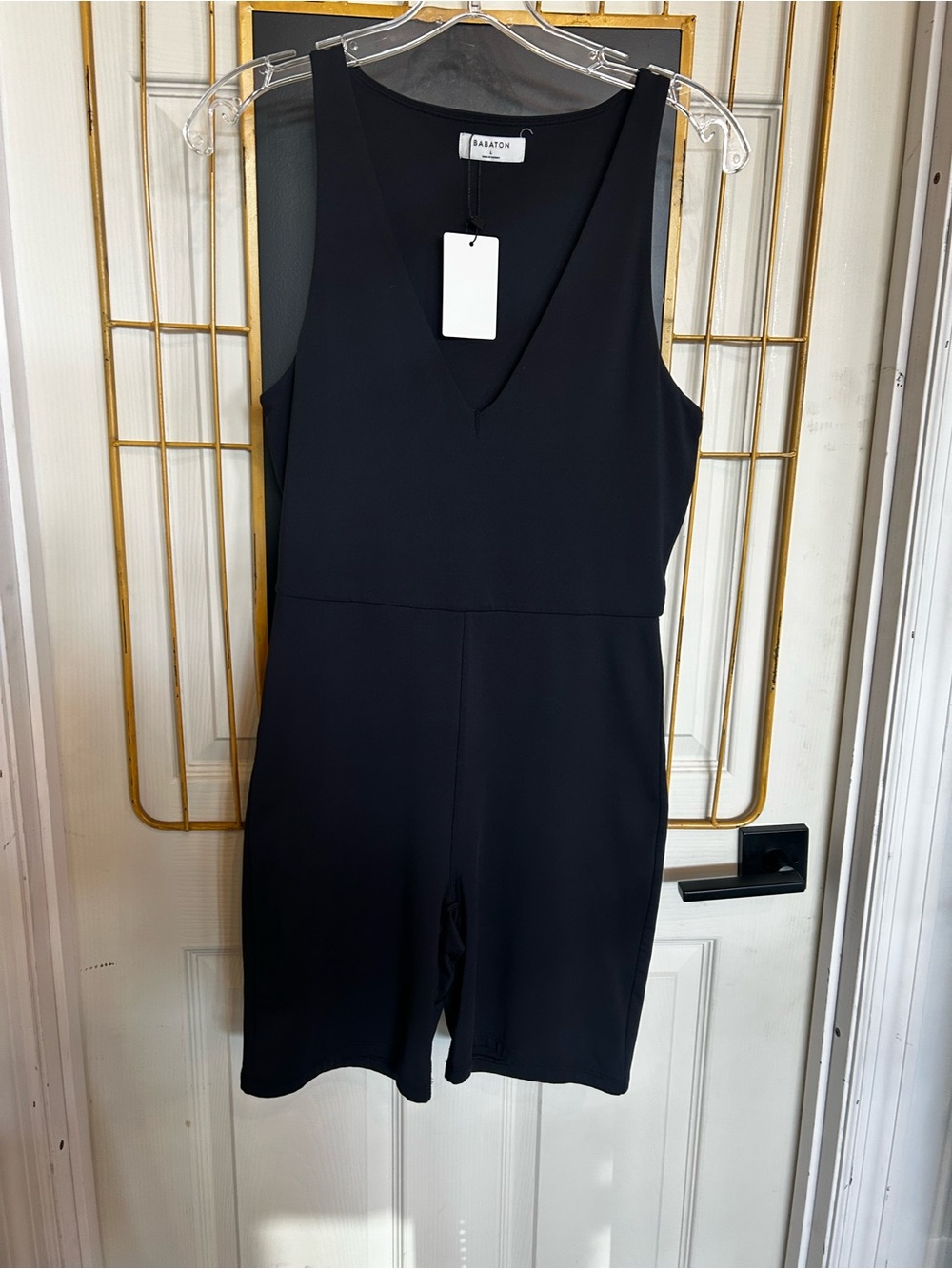 NWT Babaton Black V-Neck Sleeveless Short Romper